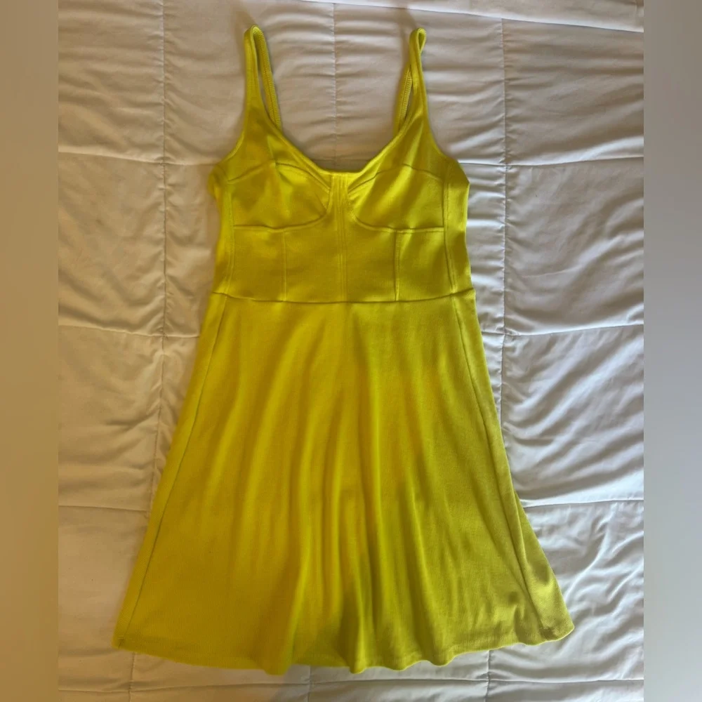 Universal Thread Bright Neon Yellow Ribbed Corset Top Dress - Picture 1 of 4